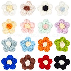 Arricraft 32 pièces 16 couleurs accessoires d'ornement de tricot en coton faits à la main, pour le bricolage à coudre, fleur, couleur mixte, 41x5mm, 2 pcs / couleur