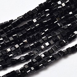 Граненые кубические стеклянные бусины, чёрные, 2.5x2.5x2.5 мм, отверстие : 0.5 мм, около 185 шт / нитка, 15.7 дюйм