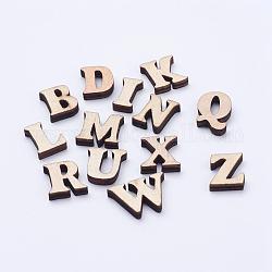 Cabochons en bois, mélange de lettres, lettres mixtes aléatoires, 14~19x8~21x3.5~4mm