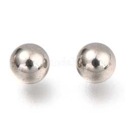 201 perline in acciaio inossidabile, Senza Buco / undrilled, round solido, colore acciaio inossidabile, 7mm
