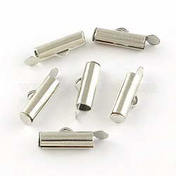 Iron Slide On End Clasp Tubes, Cadmium Free & Lead Free, Slider End Caps, Golden, 5.5x40x4mm, Hole: 1mm, 3.2mm inner diameter