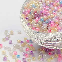 8/0 perles de rocaille en verre, trou rond rocailles, couleur mixte, environ 3 mm de diamètre, Trou: 0.8mm, environ 10000 pcs / livre