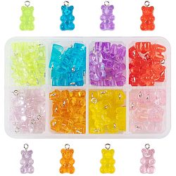 NBEADS 80 Pcs Cartoon Bear Candy Charms Resin Pendants, Mixed Colors Gummy Bear Candy Charms Cute Resin Cartoon Bear Pendants for DIY Craft Necklace Keychain Earring Jewelry Making