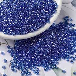Miyuki runde Rocailles Perlen, japanische Saatperlen, 8/0, (rr175) transparenter Saphirglanz, 3 mm, Bohrung: 1 mm, ca. 422~455 Stk. / 10 g