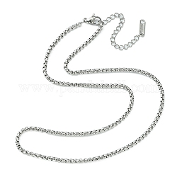 304 Stainless Steel Box Chain Necklace for Men Women, Stainless Steel Color, 15.98 inch(40.6cm)