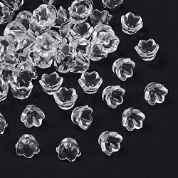Transparent Clear Acrylic Beads, Tulip Flower, Bead Caps For Jewelry Making, Lily of the Valley, about 10mm wide, 6mm thick, hole: 1.5mm, about1900pcs/500g