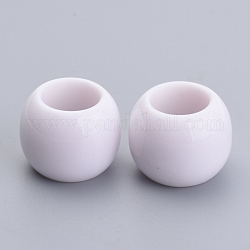 Opaque Acrylic Beads, Large Hole Beads, Round, White, 6x5.5mm, Hole: 2.5mm, about 4500pcs/500g