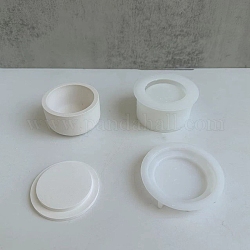 Stampi in silicone per portacandele e coperchio fai da te, stampi per colata in gesso e cemento in resina, tondo, 7~7.05x1.2~3.6cm, diametro interno: 4.7~5.95 cm, 2 pc / set