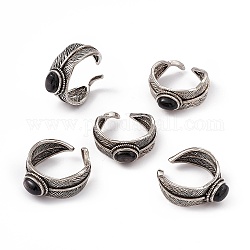 Кольца-манжеты из натурального гиперстена с перьями, старинные серебряные латунные открытые кольца для женщин, 1.2~9 мм, внутренний диаметр: 18 мм