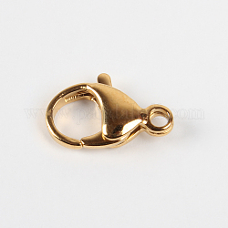 Vacuum Plating 304 Stainless Steel Lobster Claw Clasps, Golden, 15x10x4mm, Hole: 2mm