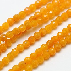 Topazio naturale fili di perle di giada, tondo sfaccettato, 3mm, Foro: 0.8 mm, circa 126pcs/filo, 15 pollice