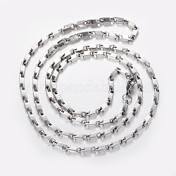 Collares de cadena de enlace de acero inoxidable de moda 304, con cierre de langosta, color acero inoxidable, 29.53 pulgada (75 cm), 3mm