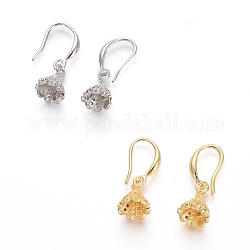 Brass Micro Pave Cubic Zirconia Earring Hooks, Ear Wire, For Half Drilled Beads, Long-Lasting Plated, Mixed Color, 27mm, 20 Gauge, Pin: 0.8mm, 18 Gauge, Pin: 1mm(For Half Drilled Beads)
