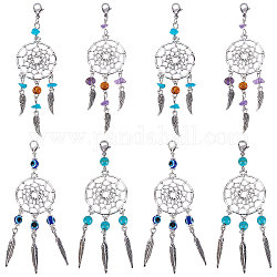 SUNNYCLUE 1 Box 16Pcs Dream Catcher Charms Bohemian Style Dream Catchers Charm Synthetic Turquoise Chakra Energy Amethyst Chip Beads Evil Eye Bead Lobster Clasp Charms for Jewelry Making Charm Craft