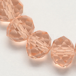 Handmade Glass Beads, Faceted Rondelle, Dark Salmon, 10x7mm, Hole: 1mm, about 70~72pcs/strand