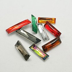 Imitation Taiwan Acrylic Rhinestone Pointed Back Cabochons, Faceted Rectangle, Mixed Color, about 10mm wide, 30mm long, 6mm thick, about 200pcs/bag
