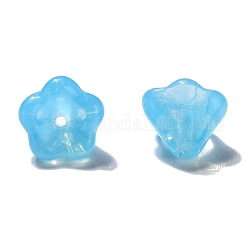 Perle di vetro ceco traslucide, fiore, azzurro, 8.5x6.5mm, Foro: 1 mm, circa 237~243pcs/scatola