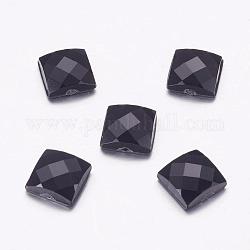 Cabochons de acrílico del Diamante de imitación de Taiwán, espalda plana, facetados, cuadrado, negro, 19x19mm