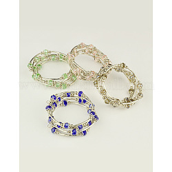 Mode Verpackungsarmbänder, mit Rondellglasperlen, Tibetische Perlen Kappen & Kegel Perlen, Messingrohr Perlen-und Stahldraht-Speicher, Mischfarbe, Innendurchmesser: 55 mm