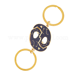 Aleación esmalte ying yang gato parejas llavero, para pareja regalos de san valentin para el y ella, dorado, 6.5 cm