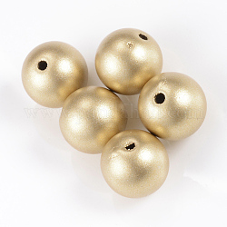 Матовый стиль спрей окрашены акриловые бусины, круглые, золотые, 20 мм, отверстие : 2 мм, Около 110 шт / 500 г