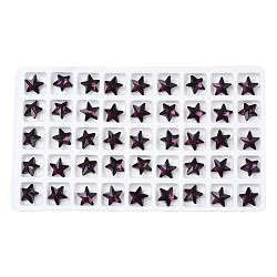 Стеклянные стразы кабошоны, ногтей декоративные аксессуары, граненые, звезда, фиолетовые, 9.5x10x4.5 мм