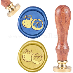Scrapbook diy, timbro di sigillo di ottone e set di maniglie in legno, mangostano, oro, 8.9x2.5cm, francobolli: 25x14.5 mm