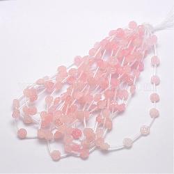Perlas naturales de cuarzo rosa, rosa, 8x6~7mm, agujero: 1 mm