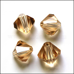Imitation österreichischen Kristallperlen, Klasse aaa, facettiert, Doppelkegel, dunkelgolden, 6x6 mm, Bohrung: 0.7~0.9 mm
