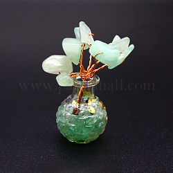 Baumschmuck aus natürlichen grünen Aventurinsplittern, Vasensockel mit Kupferdraht, Feng-Shui-Energiestein, Geschenk für Heimbüro-Desktop-Dekoration, 50x20 mm