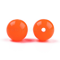 Perline acrilico fluorescente, tondo, arancione scuro, 14mm, Foro: 2 mm, circa 310pcs/500g