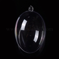 Zu öffnende transparente Kunststoffanhänger, füllbare Plastikkugel-Weihnachtsverzierung, Oval, Transparent, 86x58x59 mm, Bohrung: 3 mm