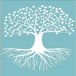 Pochoir de sérigraphie auto-adhésif, pour la peinture sur bois, tissu de t-shirt de décoration de bricolage, arbre avec coeur, bleu ciel, 28x22 cm