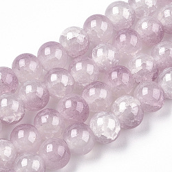 Crackle Baking Painted Imitation Jade Glass Beads Strands, Two Tone, Round, Plum, 10mm, Hole: 1.4mm, about 80pcs/strand, 30.87''(78.4cm)