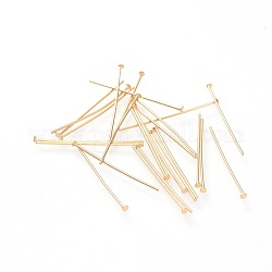 304 Stainless Steel Flat Head Pins, Real 18K Gold Plated, 25x0.7mm, Head: 1.5mm