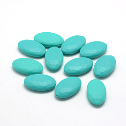 Food Grade Eco-Friendly Silicone Beads, Chewing Beads For Teethers, DIY Nursing Necklaces Making, Oval, Dark Turquoise, 30x18x8mm, Hole: 1.5mm