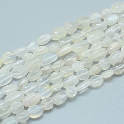 Natürlichen weißen Mondstein Perlen Stränge, getrommelt Stein, Nuggets, 5~12x6~7 mm, Bohrung: 0.8 mm, ca. 46~57 Stk. / Strang, 15.16 Zoll (38.5 cm)