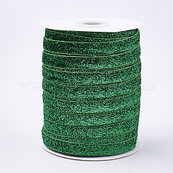 Cinta de brillo brillo, cinta de poliéster y nylon, verde, 3/8 pulgada (9.5~10 mm), aproximamente 50yards / rodillo (45.72 m / rollo)
