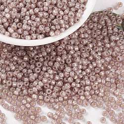 Perles rocailles miyuki rondes, Perles de rocaille japonais, 8/0, (opale shell rr2359) argenté, 3mm, Trou: 1mm, environ 422~455 pcs/10 g