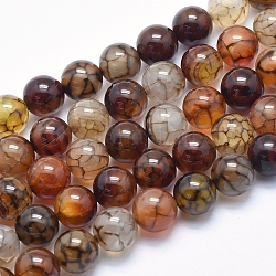 Chapelets de perles veines de dragon en agate naturelle, ronde, 10mm, Trou: 1.2mm, Environ 39 pcs/chapelet, 15.7 pouce