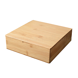 Деревянные ящики для хранения, 4 отсеков, с крышкой, квадратный, навахо белый, 22x22x8 см