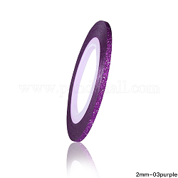Línea de cinta de polvo flash, decoración de puntas de adhesivo de nail art, nail art stickers rolls, púrpura, 45x2 mm, aproximamente 20 m / rollo