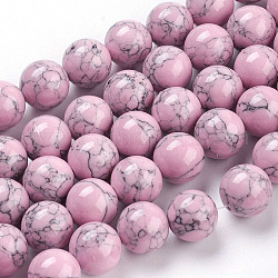 Filo di perline turchesi sintetici, tinto, tondo, roso, 10mm, Foro: 1 mm, circa 40pcs/filo, 15.7