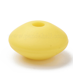 Perle di silicone ecologiche per uso alimentare, masticare perline per i denti, fare collane fai-da-te fai-da-te, rondelle, giallo, 12x6~7mm, Foro: 2 mm