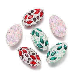 Polymer Clay Rhinestone Beads, with Natural Gemstone, Oval, 40~41x22~23x13~14mm, Hole: 1.4mm