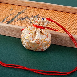 Bolsas de almacenamiento de flores bordadas de tela, bolsa de embalaje de bolsas con cordón, redondo, naranja, 7.5x8 cm