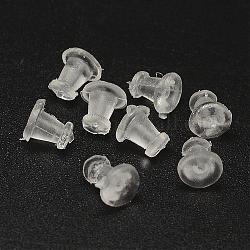 Plastic Ear Nuts, Earring Backs, Clear, 5x5mm, Hole: 0.5mm, about 9000pcs/bag