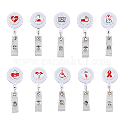 Superfindings 10 modelli bianco bobine di badge per infermieri retrattili clip per tag identificativi a tema medico in plastica carta infermieristica rotonda e piatta porta badge per ufficio infermieri ospedalieri scolastici regalo per insegnanti medici