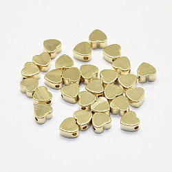 Perles en laiton plaqué durable, véritable 18k plaqué or, sans nickel, cœur, 4.5x5x2.5mm, Trou: 1.5mm