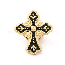 Perno smaltato a croce, stemma in lega leggera oro per abbigliamento zaino, nero, 21.5x19x1.5mm
